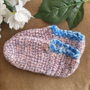Handmade Pink & Blue Crochet Slippers